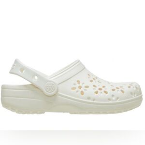 CROCS Kids White Floral Clog Sandals